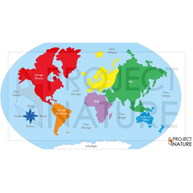 Mapa świata, globus, wydruk, kontynenty, oceany, nauka mapy