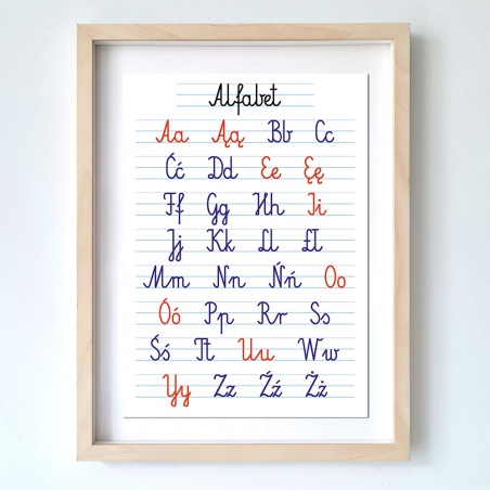 plakat z alfabetem, obraz z alfabetem, alfabet polski, alfabet z polskimi znakami,