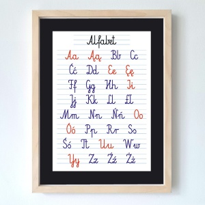 plakat z alfabetem, obraz z alfabetem, alfabet polski, alfabet z polskimi znakami,